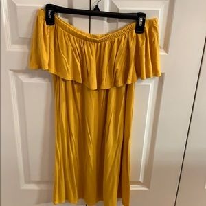 Gold off the shoulder knit top